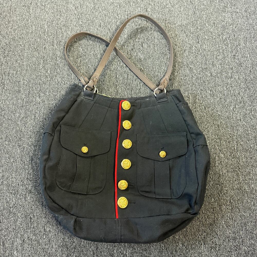 Vintage Y2k 80's United State Marine Corps USMC Black Button Jacket Bag Purse Os